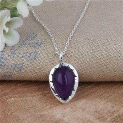 Natural Purple Teardrop Amethyst Minimal 925 Silver Pendant Women Jewelry Supplier | Akrati Jewels Inc